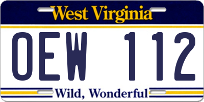 WV license plate OEW112