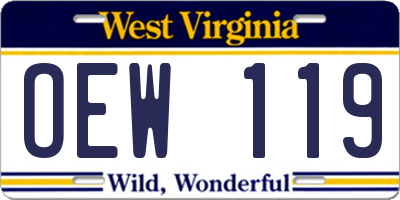WV license plate OEW119
