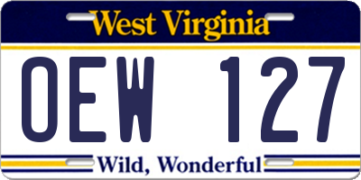 WV license plate OEW127