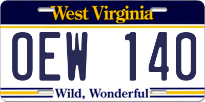 WV license plate OEW140