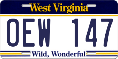 WV license plate OEW147
