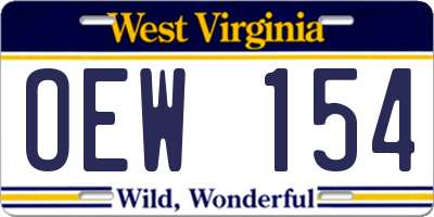 WV license plate OEW154
