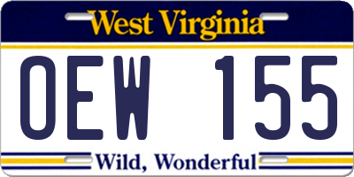 WV license plate OEW155