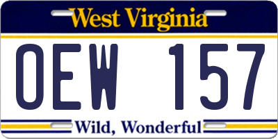 WV license plate OEW157