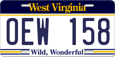 WV license plate OEW158