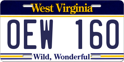 WV license plate OEW160