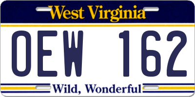 WV license plate OEW162