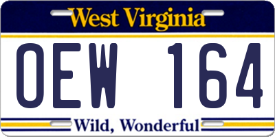 WV license plate OEW164