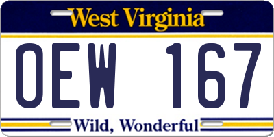 WV license plate OEW167