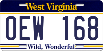 WV license plate OEW168