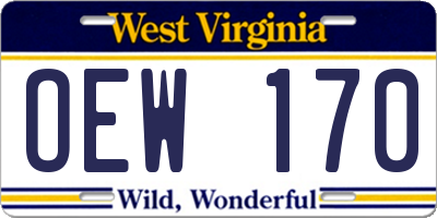 WV license plate OEW170