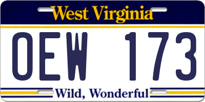 WV license plate OEW173