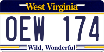 WV license plate OEW174