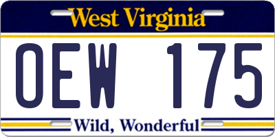 WV license plate OEW175
