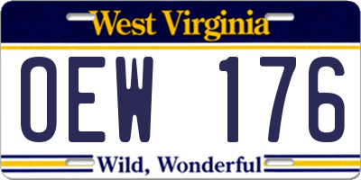WV license plate OEW176