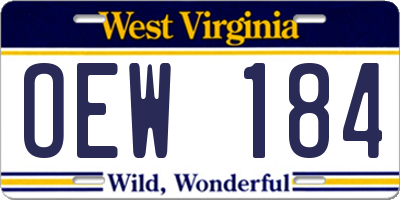 WV license plate OEW184