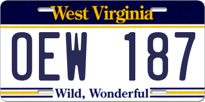 WV license plate OEW187