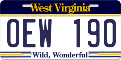 WV license plate OEW190