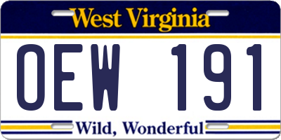 WV license plate OEW191