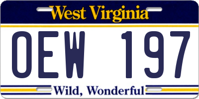 WV license plate OEW197