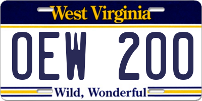 WV license plate OEW200