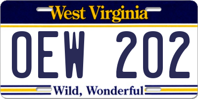 WV license plate OEW202