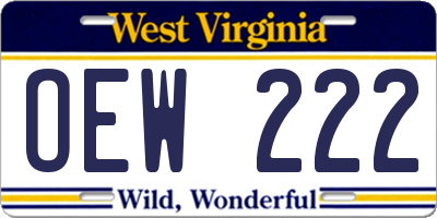 WV license plate OEW222