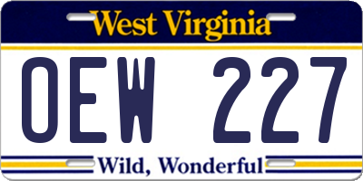 WV license plate OEW227