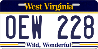 WV license plate OEW228