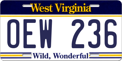 WV license plate OEW236