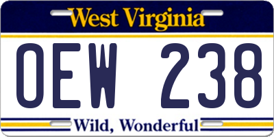 WV license plate OEW238