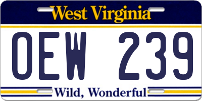 WV license plate OEW239