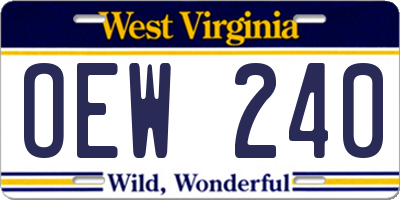 WV license plate OEW240