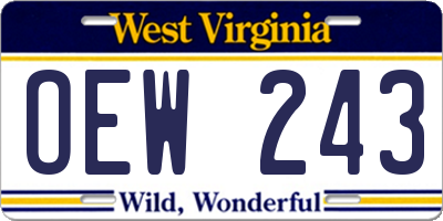 WV license plate OEW243