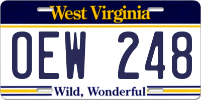 WV license plate OEW248