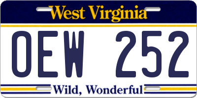 WV license plate OEW252