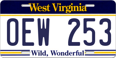 WV license plate OEW253