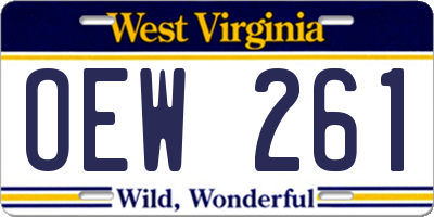 WV license plate OEW261
