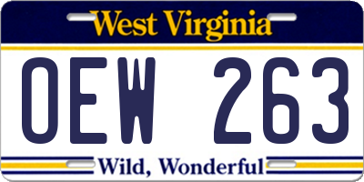 WV license plate OEW263