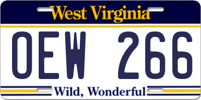 WV license plate OEW266