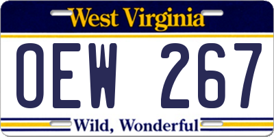 WV license plate OEW267