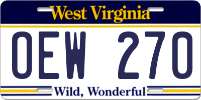 WV license plate OEW270