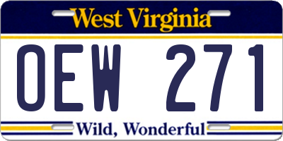 WV license plate OEW271
