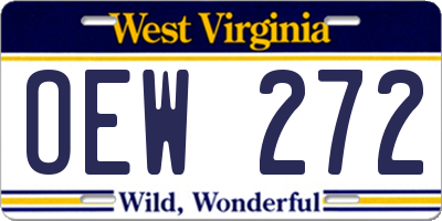 WV license plate OEW272