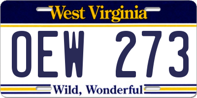 WV license plate OEW273
