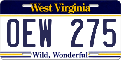 WV license plate OEW275