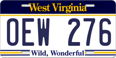 WV license plate OEW276