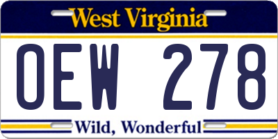 WV license plate OEW278