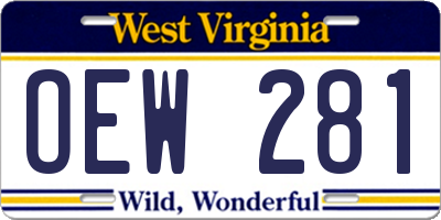 WV license plate OEW281