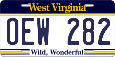 WV license plate OEW282